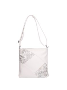 Karen Axel fehér virágos rostbőr női oldaltáska
