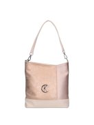 Karen Rita bézs-rose gold rostbőr női válltáska