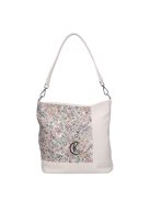 Karen Rita fehér virágos rostbőr női válltáska