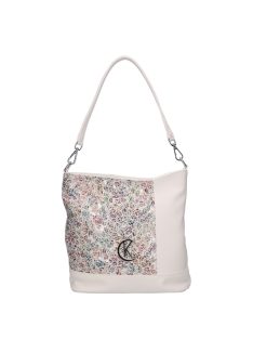 Karen Rita fehér virágos rostbőr női válltáska