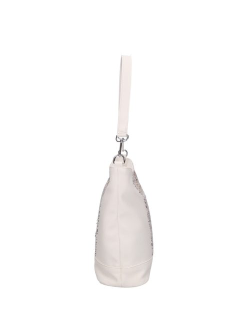 Karen Rita fehér virágos rostbőr női válltáska