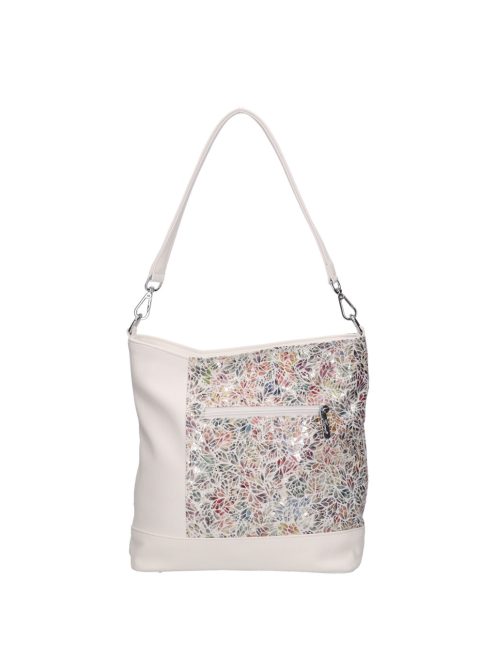 Karen Rita fehér virágos rostbőr női válltáska