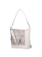 Karen Rita fehér virágos rostbőr női válltáska