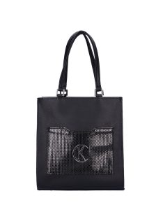 Karen Awa fekete lakk fonott rostbőr női kézitáska