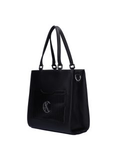 Karen Awa fekete lakk fonott rostbőr női kézitáska