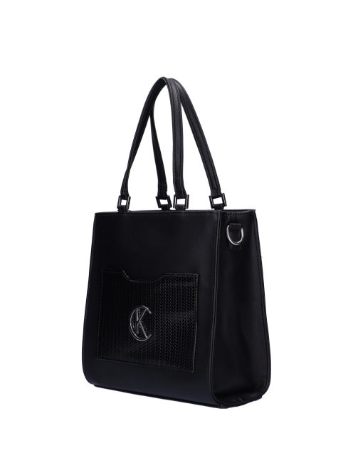 Karen Awa fekete lakk fonott rostbőr női kézitáska