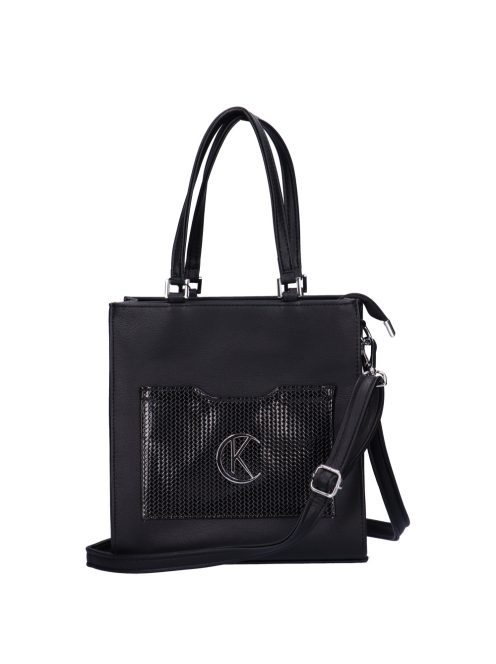 Karen Awa fekete lakk fonott rostbőr női kézitáska