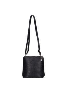 Olasz bőr 5128 fekete virágos kicsi női oldaltáska