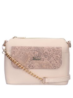 Karen Andrea bézs-drapp virágos rostbőr női oldaltáska