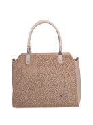 Karen Elwira bézs-drapp virágos rostbőr női kézitáska