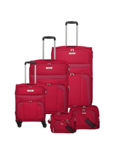   Travelite Skyline Orlando piros 4 kerekű 5 részes bőrönd szett