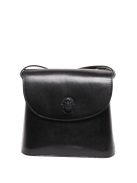 OLASZ BŐR kicsi áthajtós Fekete női táska