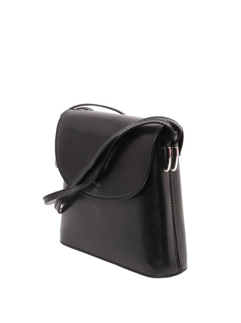 OLASZ BŐR kicsi áthajtós Fekete női táska