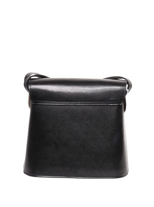 OLASZ BŐR kicsi áthajtós Fekete női táska