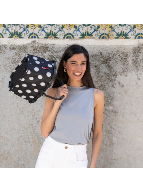 Reisenthel carrybag XS feketes-fehér pöttyös kicsi bevásárló kosár
