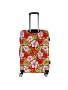 Benzi Beach piros virágos 4 kerekű nagy bőrönd