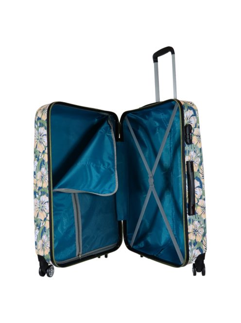 Benzi Beach zöld virágos 4 kerekű nagy bőrönd
