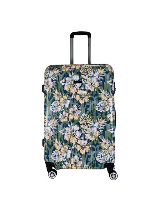 Benzi Beach zöld virágos 4 kerekű nagy bőrönd