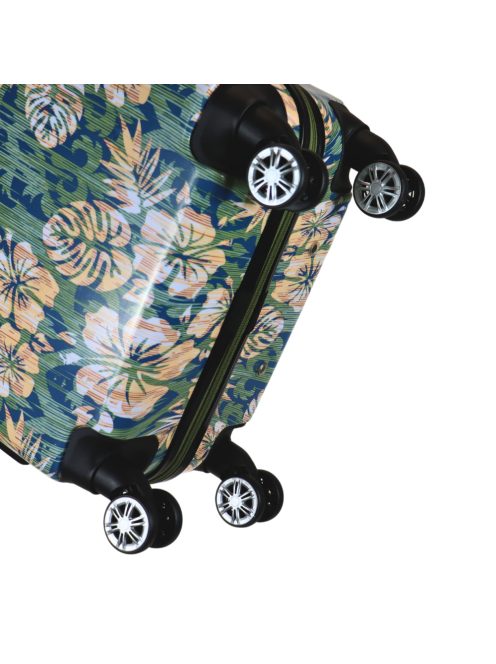 Benzi Beach zöld virágos 4 kerekű nagy bőrönd