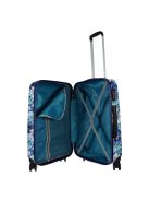 Benzi Beach kék virágos 4 kerekű közepes bőrönd