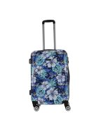 Benzi Beach kék virágos 4 kerekű közepes bőrönd