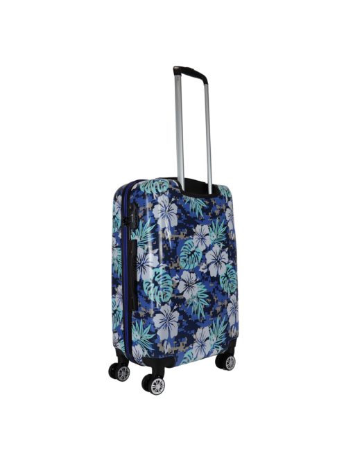 Benzi Beach kék virágos 4 kerekű közepes bőrönd