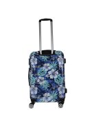 Benzi Beach kék virágos 4 kerekű közepes bőrönd
