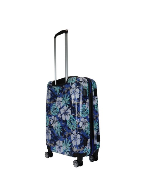 Benzi Beach kék virágos 4 kerekű közepes bőrönd