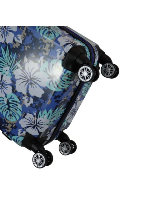 Benzi Beach kék virágos 4 kerekű közepes bőrönd