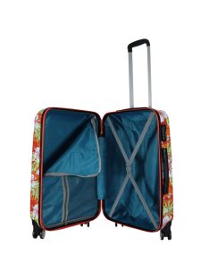 Benzi Beach piros virágos 4 kerekű közepes bőrönd