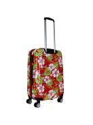 Benzi Beach piros virágos 4 kerekű közepes bőrönd