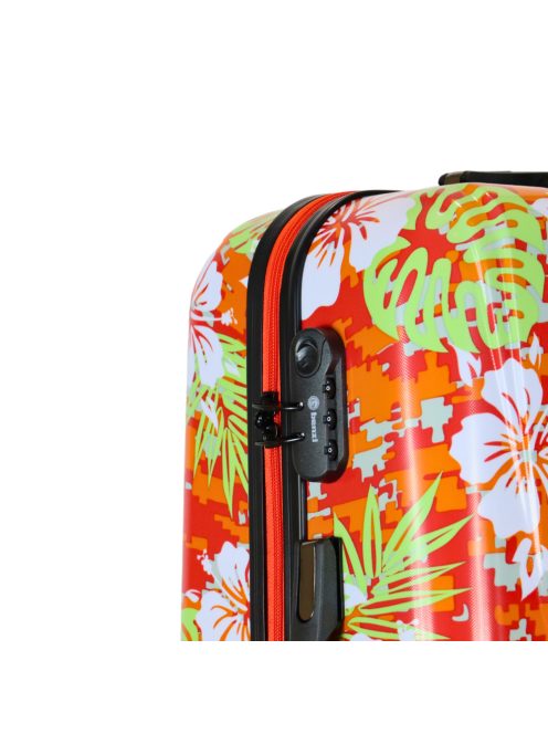Benzi Beach piros virágos 4 kerekű közepes bőrönd