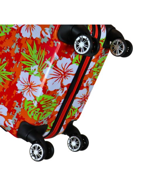 Benzi Beach piros virágos 4 kerekű közepes bőrönd