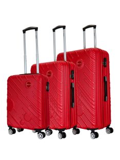 Benzi BZ5753 piros 4 kerekű 3 részes bőrönd szett