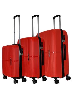 Benzi Bilbao piros 4 kerekű 3 részes bőrönd szett