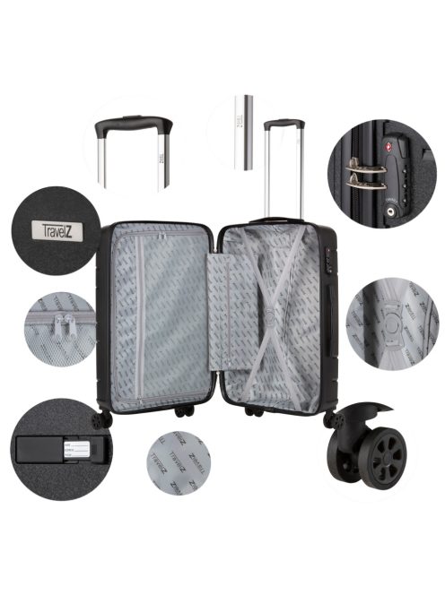 TravelZ Big Bars fekete 4 kerekű nagy bőrönd