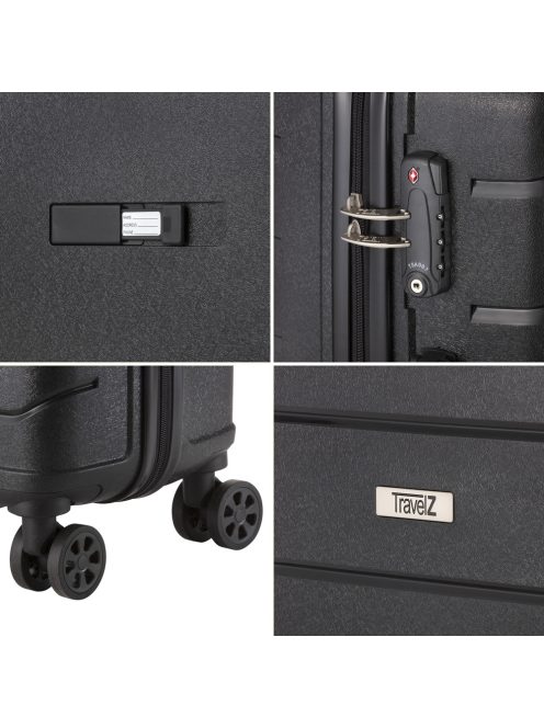 TravelZ Big Bars fekete 4 kerekű nagy bőrönd