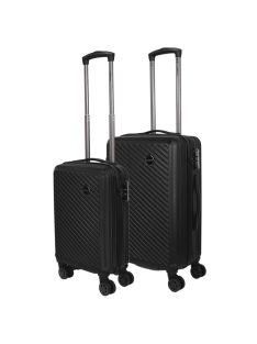 Hachi Boston Pro fekete 4 kerekű 2 részes bőrönd szett