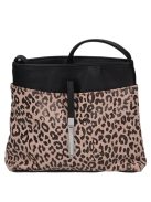 Karen Rita fekete-drapp rostbőr női kicsi oldaltáska