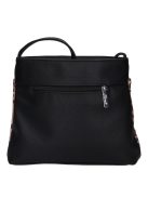 Karen Rita fekete-drapp rostbőr női kicsi oldaltáska