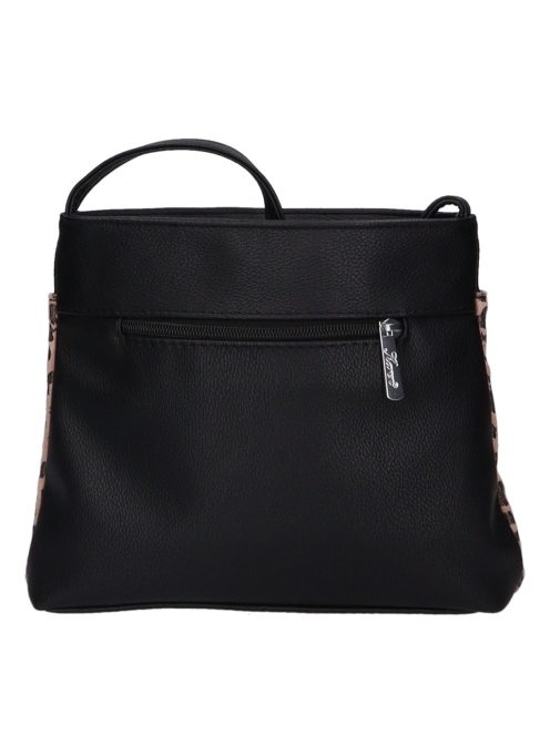 Karen Rita fekete-drapp rostbőr női kicsi oldaltáska