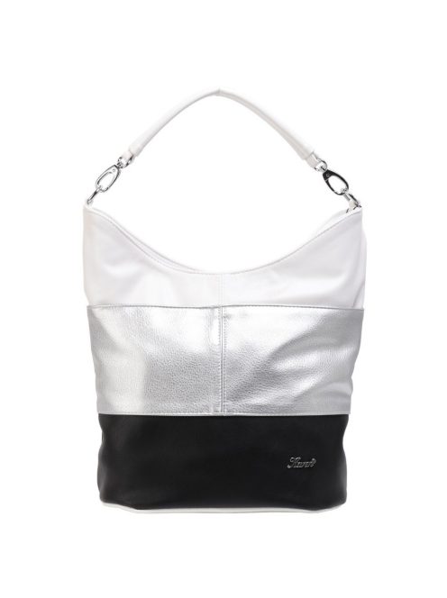 Karen Prima fekete-ezüst-fehér rostbőr női válltáska