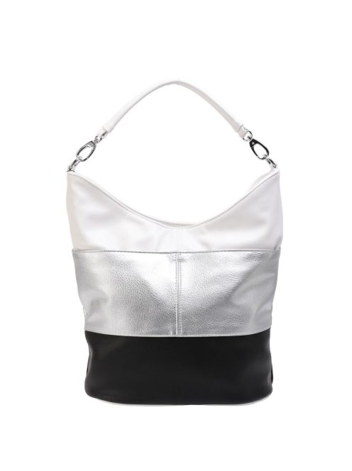 Karen Prima fekete-ezüst-fehér rostbőr női válltáska