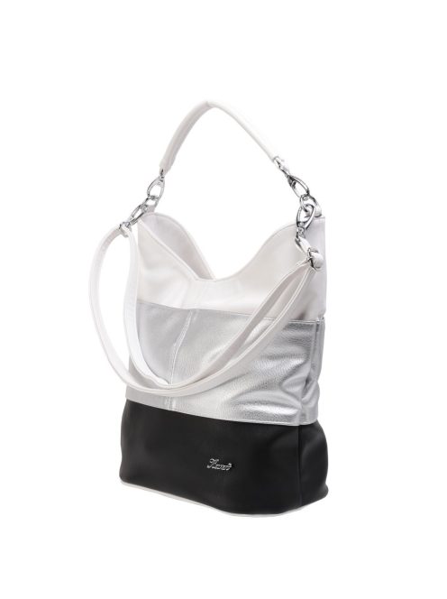 Karen Prima fekete-ezüst-fehér rostbőr női válltáska