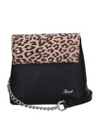 Karen Maja fekete-drapp rostbőr kicsi női oldaltáska