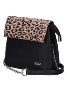 Karen Maja fekete-drapp rostbőr kicsi női oldaltáska