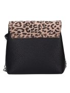 Karen Maja fekete-drapp rostbőr kicsi női oldaltáska