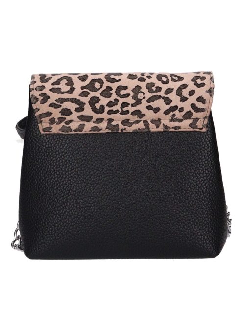 Karen Maja fekete-drapp rostbőr kicsi női oldaltáska