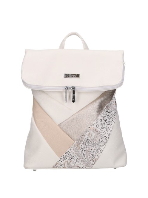 Karen Mati fehér virágos rostbőr női hátizsák
