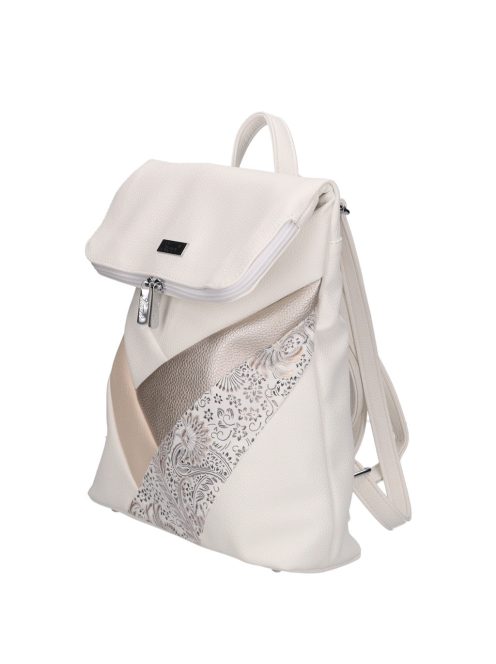 Karen Mati fehér virágos rostbőr női hátizsák